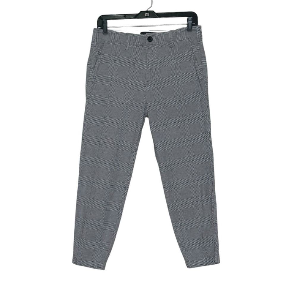 Hollister gray blue plaid crop taper chino pants size 29